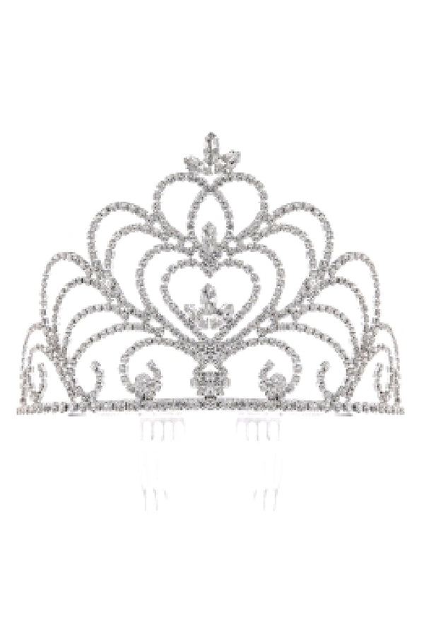Cinderella Couture Girls Silver Rhinestone Marquise Pageant Comb Tiara - SophiasStyle.com