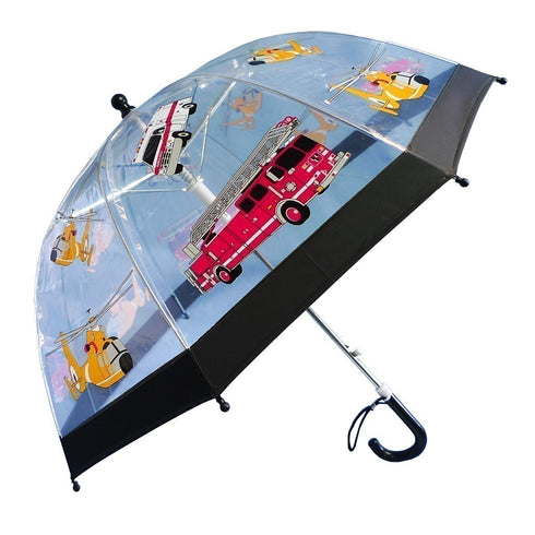 Foxfire Boys Fire Rescue Clear Dome Umbrella - SophiasStyle.com