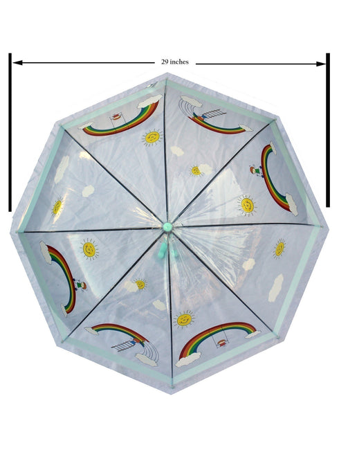 Foxfire Girls Light Blue Multi Clear Dome Rainbow Cloud Print Umbrella 29" - SophiasStyle.com