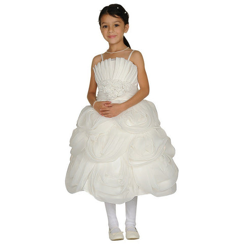 Cinderella Couture Big Girls Ivory Ruffled Bolero Communion Dress 8-14 - SophiasStyle.com