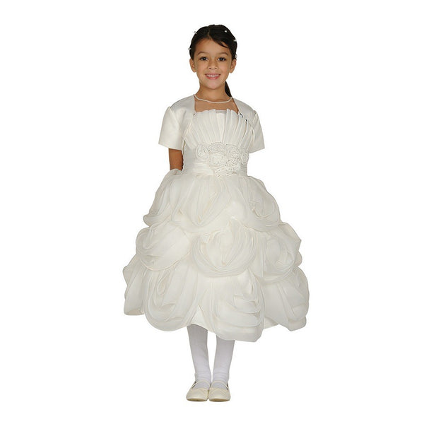 Cinderella Couture Big Girls Ivory Ruffled Bolero Communion Dress 8-14 - SophiasStyle.com