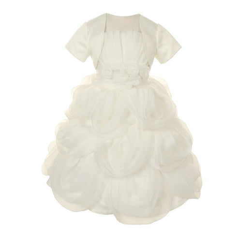 Cinderella Couture Little Girls White Ruffled Bolero Communion Dress 4-6 - SophiasStyle.com