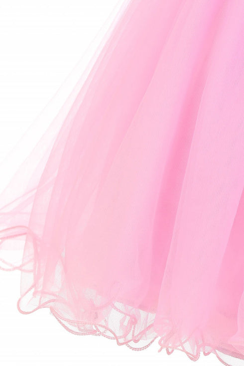 Big Girls Pink Tulle AB Stone Wired Flower Girl Dress 8-16 - SophiasStyle.com