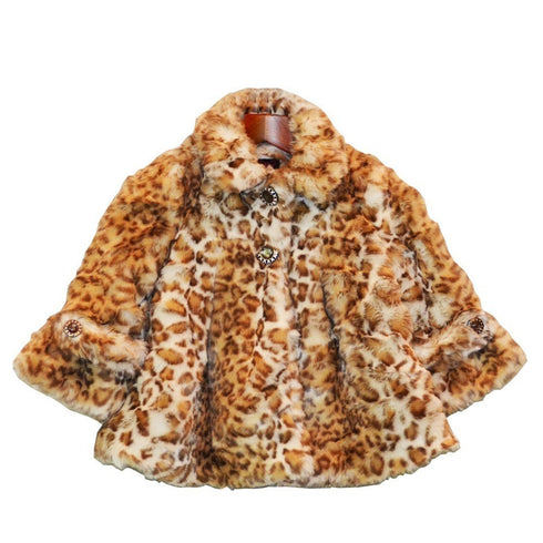 Big Girls Snow Leopard Faux Coat 7-12 - SophiasStyle.com