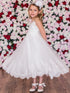 Kids Dream Little Girls White Lace Stone Applique Tulle Flower Girl Dress 4-6 - SophiasStyle.com