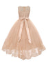 Kids Dream Big Girls Vintage Rose Lace Applique Junior Bridesmaid Dress 8-16 - SophiasStyle.com