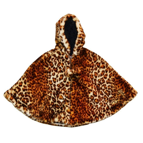 Little Girls Brown Leopard Faux Poncho 1T-6 - SophiasStyle.com