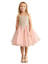 Big Girls Dusty Rose Gold Lace Wired Tulle Junior Bridesmaid Dress 8-18 - SophiasStyle.com