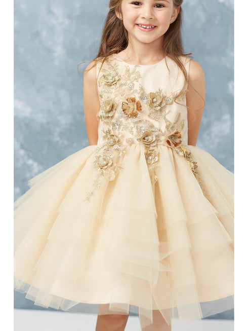 Tip Top Kids Big Girls Champagne Lace Layered Tulle Pageant Easter Dress 8-14 - SophiasStyle.com
