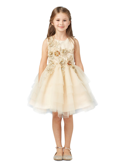 Tip Top Kids Big Girls Champagne Lace Layered Tulle Pageant Easter Dress 8-14 - SophiasStyle.com