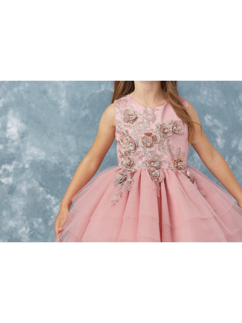 Tip Top Kids Big Girls Dusty Rose Lace Layered Tulle Pageant Easter Dress 8-14 - SophiasStyle.com