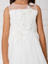 Little Girls Ivory Illusion Neck Lace 3D Flower Girl Easter Dress 2-6 - SophiasStyle.com
