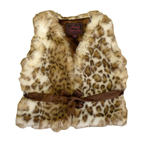 Little Girls Snow Leopard Faux Vest 1T-6 - SophiasStyle.com