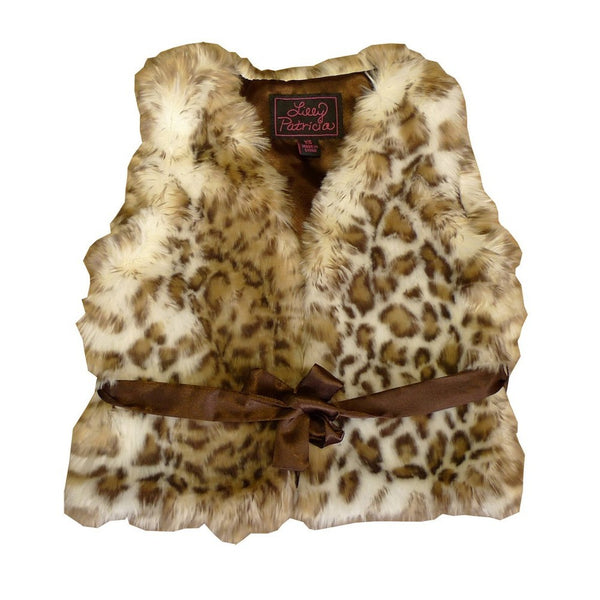 Little Girls Snow Leopard Faux Vest 1T-6 - SophiasStyle.com