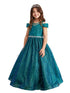Little Girls Emerald Green Illusion Neckline Off Shoulder Pageant Dress 2-6 - SophiasStyle.com
