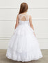 Big Girls White Glitter Mesh Overlay V Neck Pageant Dress 8-12 - SophiasStyle.com