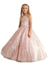 Big Girls Rose Gold Dangling Beads Choker Style Pageant Dress 8-16 - SophiasStyle.com