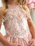 Little Girls Rose Gold Dangling Beads Choker Style Pageant Dress 2-6 - SophiasStyle.com