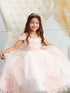 Little Girls Blush Off Shoulder Lace Applique Corset Back Pageant Dress 2-6 - SophiasStyle.com
