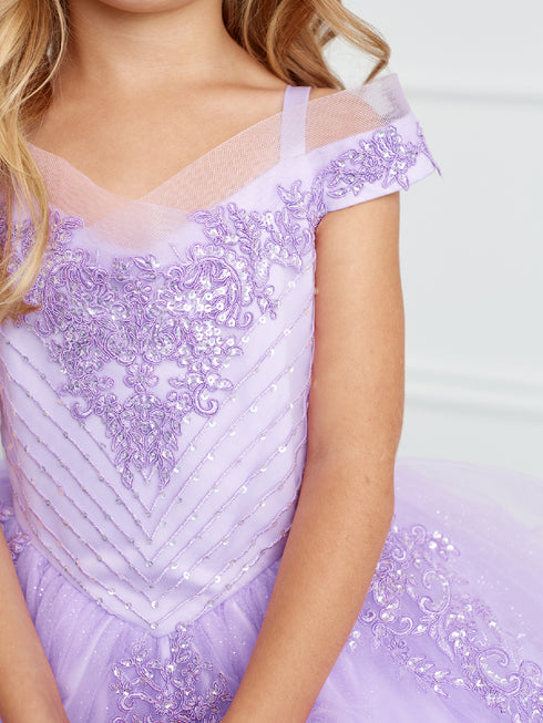 Tip Top Kids Big Girls Lilac Chevron Beading Off Shoulder Pageant Dress 8-18 - SophiasStyle.com