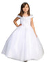 Tip Top Kids Little Girls White Chevron Beading Off Shoulder Pageant Dress 2-6 - SophiasStyle.com