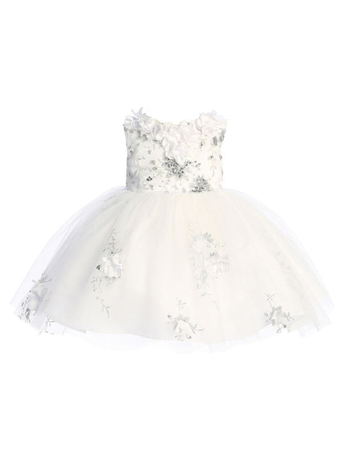 3D Flower Applique Glitter Mesh Special Occasion Dress, Sizes 6M-16 - SophiasStyle.com