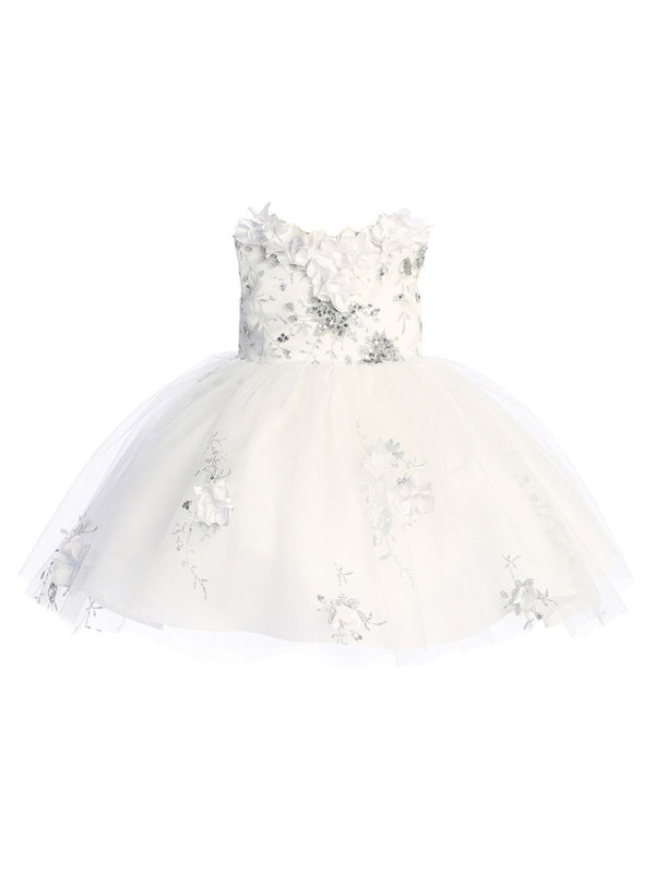 3D Flower Applique Glitter Mesh Special Occasion Dress, Sizes 6M-16 - SophiasStyle.com