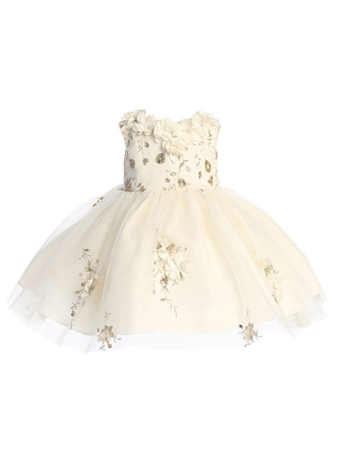 3D Flower Applique Glitter Mesh Special Occasion Dress, Sizes 6M-16 - SophiasStyle.com