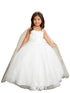 3D Floral Bodice Glitter Tulle Detachable Cape Special Occasion Dress, Sizes 2-18 - SophiasStyle.com