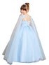 3D Floral Bodice Glitter Tulle Detachable Cape Special Occasion Dress, Sizes 2-18 - SophiasStyle.com