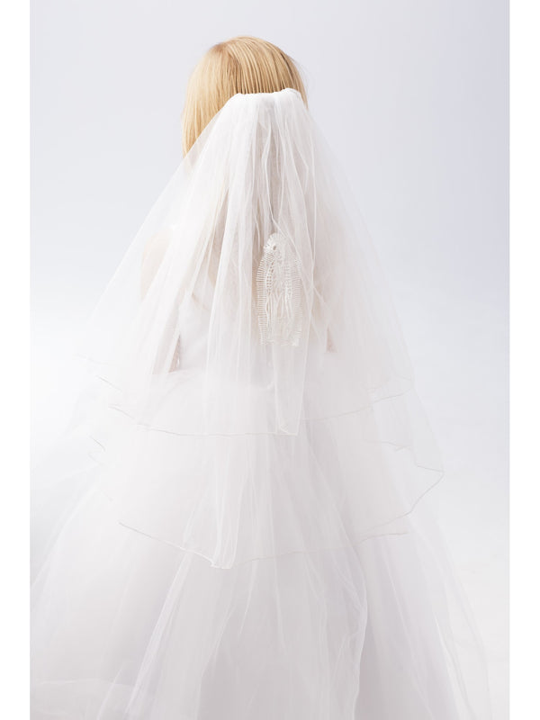 Girls White Virgin Mary Embroidered First Communion Special Occasion Veil - SophiasStyle.com