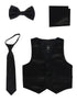 Lito Baby Boys Black Satin Vest Zipper Tie Hanky Bowtie Clothing Set 3-24M - SophiasStyle.com