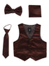 Lito Baby Boys Brown Satin Vest Zipper Tie Hanky Bowtie Clothing Set 3-24M - SophiasStyle.com