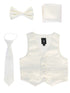 Lito Big Boys Ivory Satin Vest Zipper Tie Hanky Bowtie Clothing Set 8-14 - SophiasStyle.com