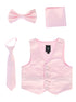 Lito Big Boys Pink Satin Vest Zipper Tie Hanky Bowtie Clothing Set 8-14 - SophiasStyle.com