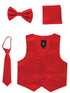 Lito Big Boys Red Satin Vest Zipper Tie Hanky Bowtie Clothing Set 8-14 - SophiasStyle.com