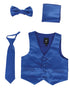 Lito Big Boys Royal Blue Satin Vest Zipper Tie Hanky Bowtie Clothing Set 8-14 - SophiasStyle.com