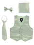 Lito Big Boys Sage Satin Vest Zipper Tie Hanky Bowtie Clothing Set 8-14 - SophiasStyle.com