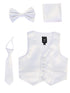 Lito Big Boys White Satin Vest Zipper Tie Hanky Bowtie Clothing Set 8-14 - SophiasStyle.com