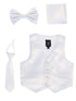 Lito Big Boys White Satin Vest Zipper Tie Hanky Bowtie Clothing Set 8-14 - SophiasStyle.com