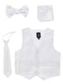 Lito Baby Boys White Paisley Satin Vest Zipper Tie Hanky Bowtie Set 3-24M - SophiasStyle.com