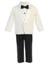 Lito Baby Boys Ivory Black Jacket Pants Shirt Bowtie 4 Pc Tuxedo 3-24M - SophiasStyle.com