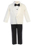 Lito Baby Boys Ivory Black Jacket Pants Shirt Bowtie 4 Pc Tuxedo 3-24M - SophiasStyle.com