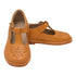 L'Amour Girls Mustard T-Strap Perforated Stitch Down Leather Shoes 11-4 Kids - SophiasStyle.com