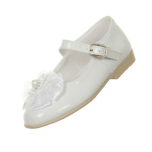 Rain Kids Big Girls White Patent Floral Stud High Top Dress Shoes 11-13 Kids - SophiasStyle.com