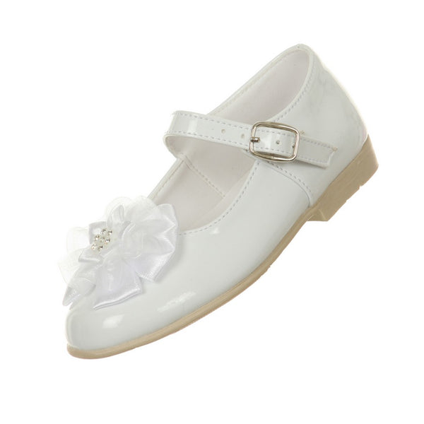 Rain Kids Big Girls White Patent Floral Stud High Top Dress Shoes 11-13 Kids - SophiasStyle.com