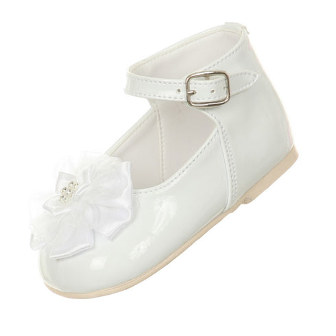 Rain Kids Baby Girls White Patent Floral Stud High Top Dress Shoes 0-4 Baby - SophiasStyle.com