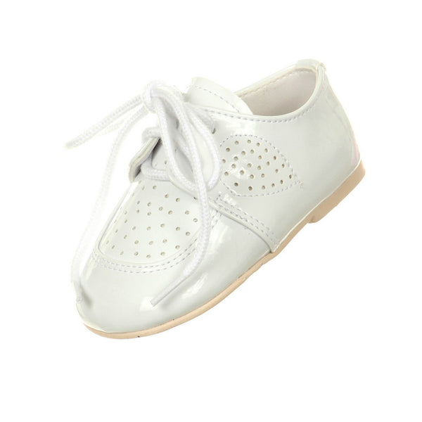 Rain Kids Baby Boys White Patent Floral Stud High Top Dress Shoes 0-4 Baby - SophiasStyle.com