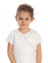 Big Girls White Single Button Short Sleeve Lace Stylish Bolero Jacket 8-14 - SophiasStyle.com
