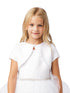Little Girls White Short Sleeved Pearl Embellished Satin Bolero Jacket 4-6 - SophiasStyle.com